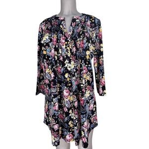 Serengeti Tunic Top Women's Large Multicolor Floral Paisley 3/4 Sleeve Pintuck